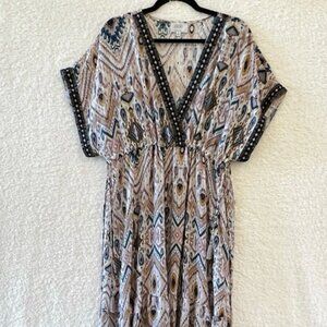 Johnny Was Jade Alona Tiered Maxi Dress Size XL 100% Silk